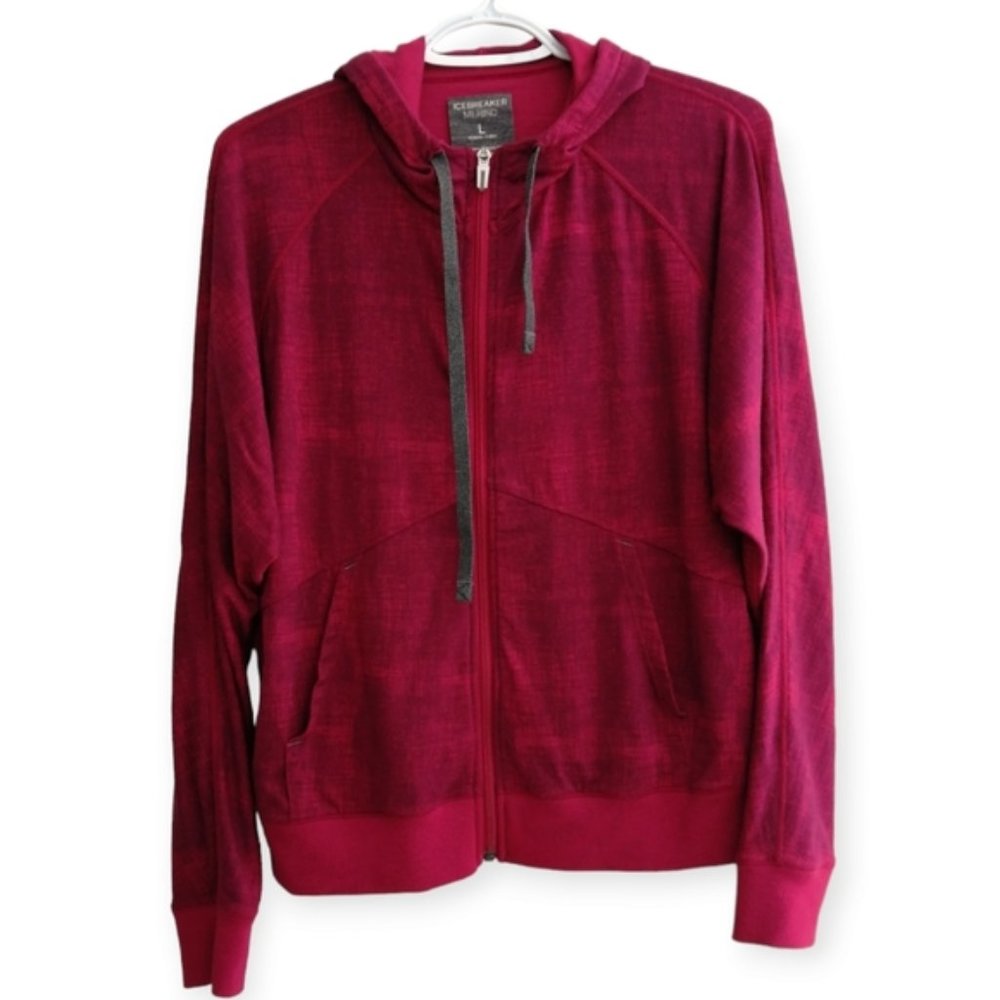 Icebreaker Merino Wool Pink Zip Up Hoodie Size Large